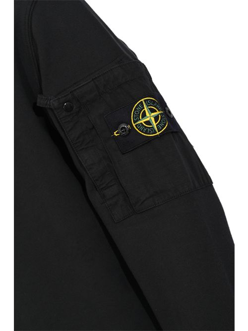Felpa 6100019 in cotone con tasca in ripstop Black STONE ISLAND | 6100019S0410V0029